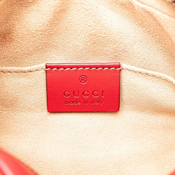 GUCCI Red Leather GG Marmont Shoulder Bag - Picture 5 of 8